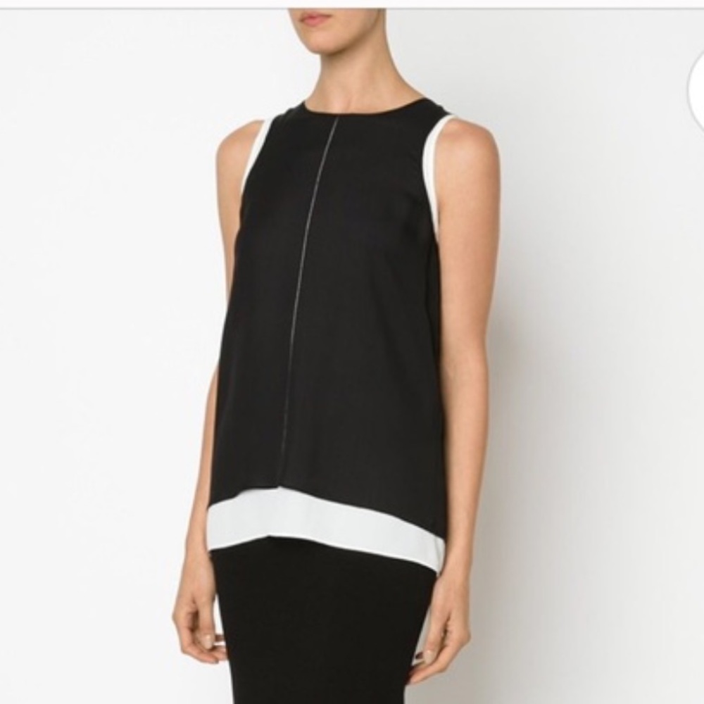 Vince Black and White Sleeveless Layered Tank